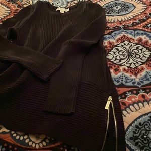 Michael Kors Plain Black Sweater w/left hip zip